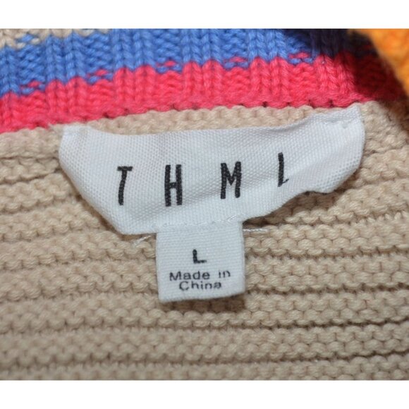 Cute THML Halter Top Sweater Color Block Crochet Ladies Size L Boho Festival - Picture 8 of 10